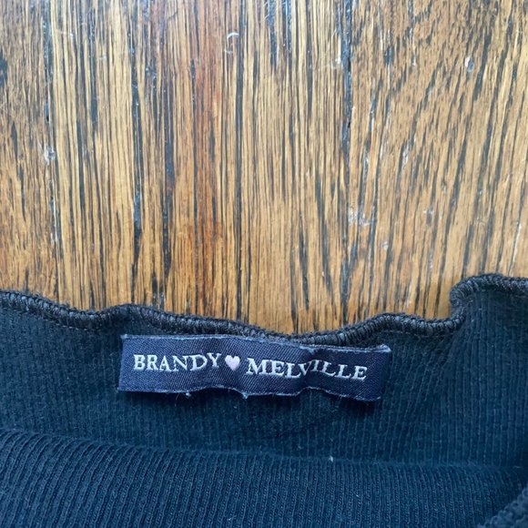 Brandy Melville Ruched Ruffle Neck Top - Picture 3 of 3